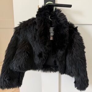 Janie and Jack Black Faux Fur Coat